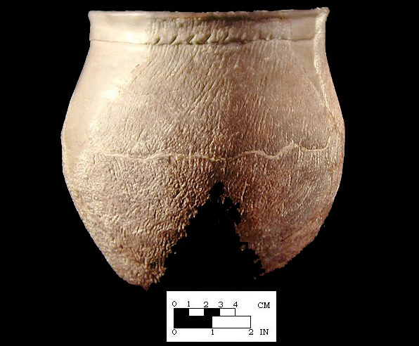 Shepard reconstructed vessel from the Shepard site 18MO3-SI Cat. #390889A. - Courtesy of the Smithsonian Institution, Museum of Natural History, Department of Anthropology.